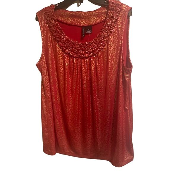 New Directions Plus Size Red & Gold Animal Print Blouse Size 2X NWT - Picture 4 of 5